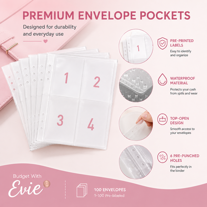Gifts with Evie™ 100 Envelope Saving Challenge Binder