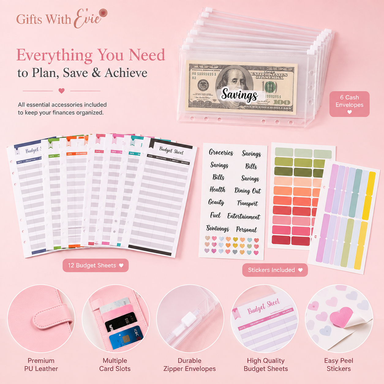 Gifts with Evie™ 100 Envelope Budget Planner