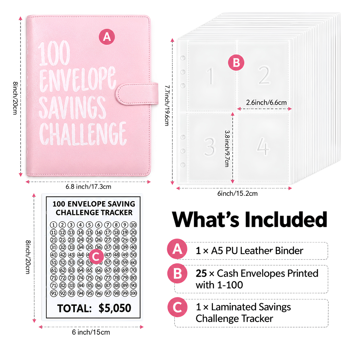 Budget with Evie™ 100 Envelope Saving Challenge Binder